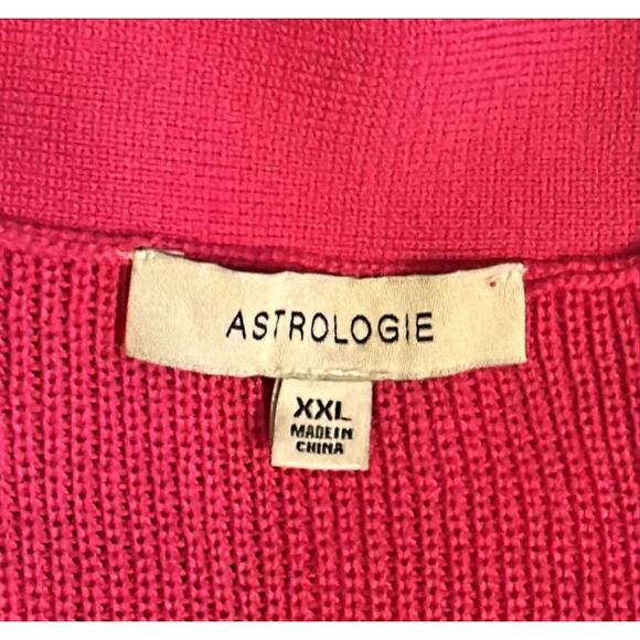 Astrologie Hot Pink Merry Long Sleeve Sweater Soft XXL Christmas Holiday Woman's - Picture 5 of 5